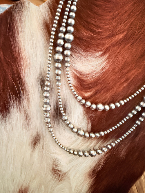 Handcrafted Sterling Silver Pearl Beaded Necklace