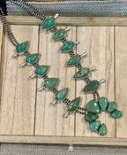 Handmade Sterling Silver & Royston Squash Blossom Necklace