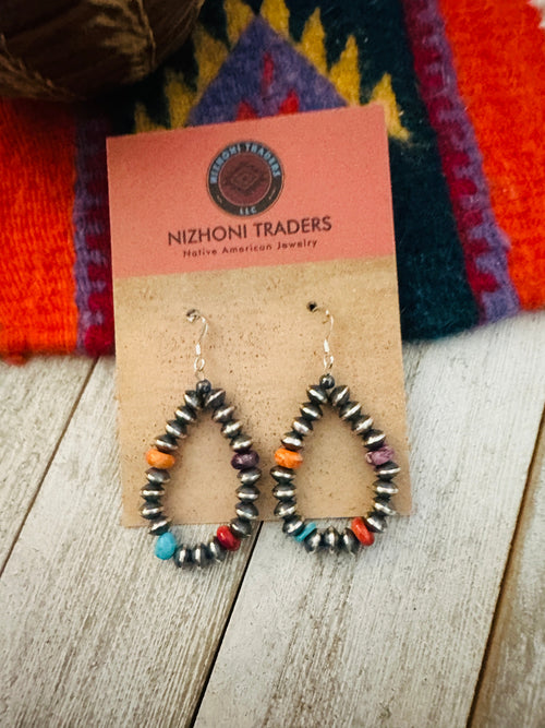 Handcrafted Multi Stone & Sterling Silver Beaded Hoop Earrings
