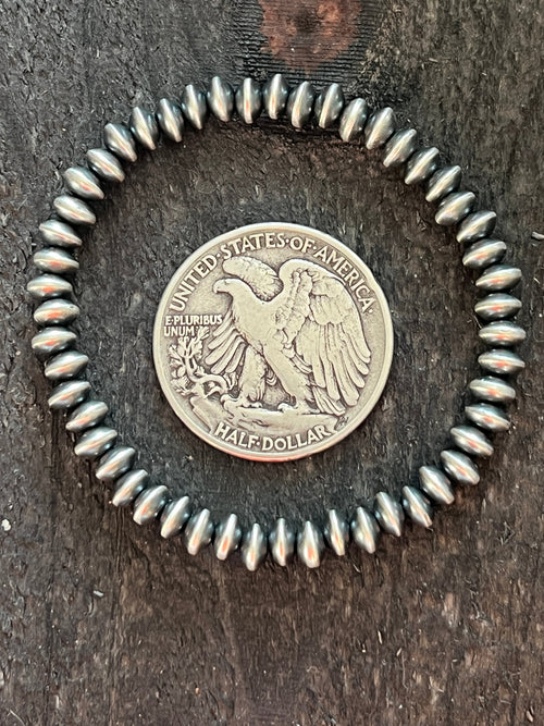 Vinita Cowboy Handmade Sterling Silver 5.5mm Stretch Bracelet