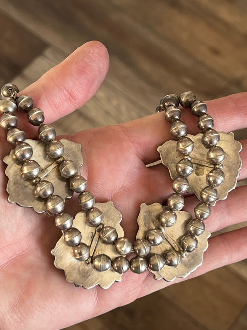 Vintage Sterling Silver and Turquoise Station Necklace