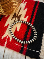 Navajo 8mm Sterling Silver Pearl Beaded Stretch Bracelet 7"