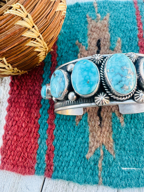 Handcrafted Old Pawn Sterling Silver & Turquoise Cuff Bracelet