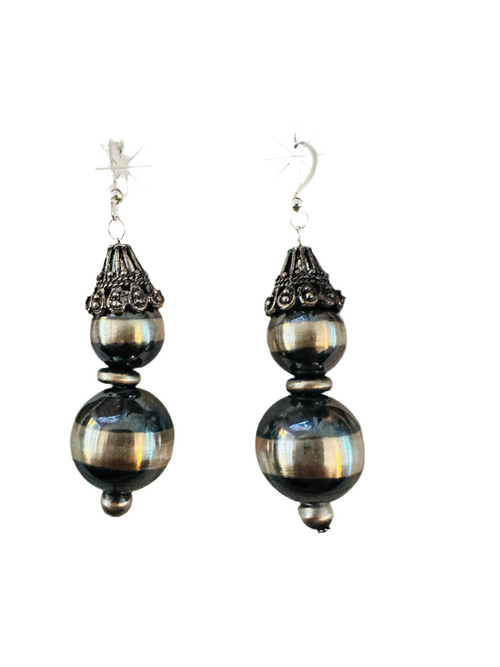 Handcrafted Sterling Silver Pearl Beaded Dangle Earrings