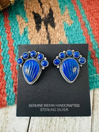 Handcrafted Old Pawn Sterling Silver & Lapis Clip On Earrings