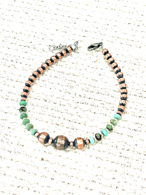 Handmade Copper & Turquoise Beaded Bracelet