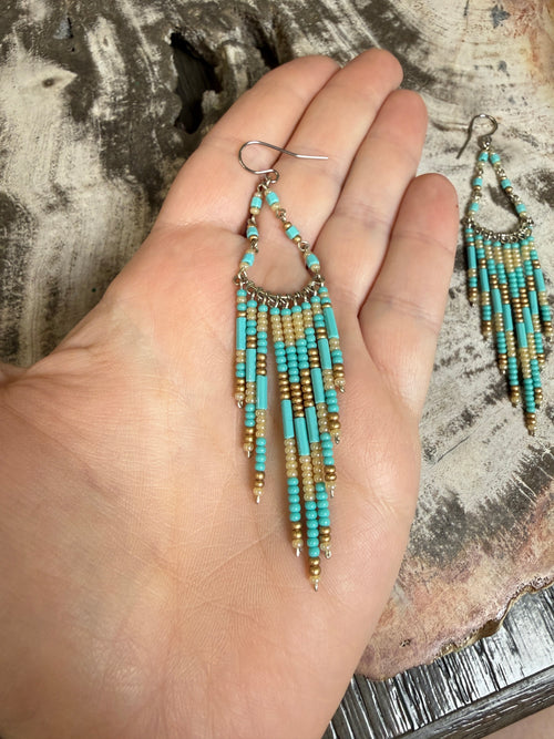 “The Golden Collection” Desert Canyon Handmade Multi Color Beaded Earrings
