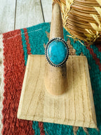 Old Pawn Navajo Sterling Silver & Turquoise Ring Size 4.75