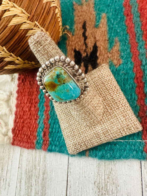 Old Pawn Navajo Sterling Silver & Turquoise Ring Size 6.5