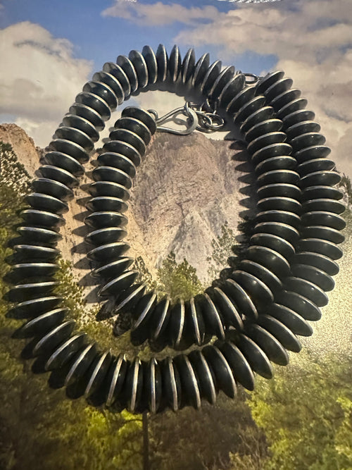 Handmade Sterling Silver 12mm Beaded Saucer Necklace 24” By Dan Dodson