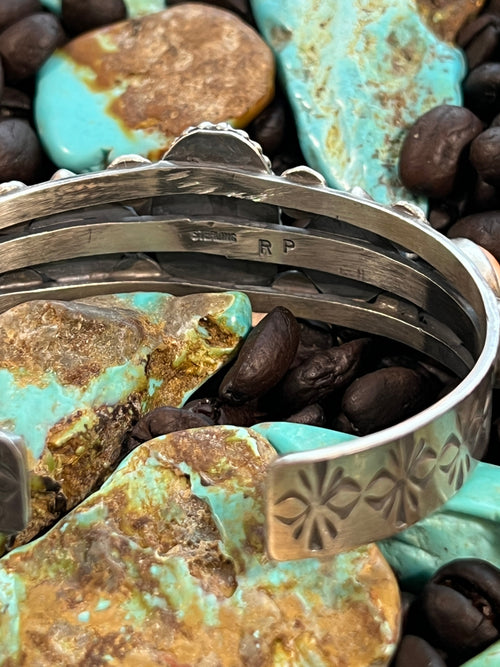 Apache Sterling Silver and Orange Spiny Oyster Shell Cuff Bracelet by Rosella Paxson