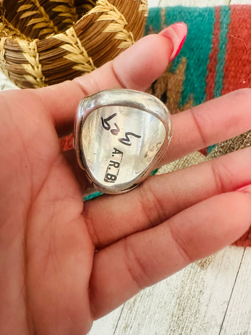 Old Pawn Navajo Sterling Silver & Onyx Ring Size 11.75