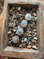 Sterling Silver and Kingman Turquoise Traditional Style Concho Slide, Oval