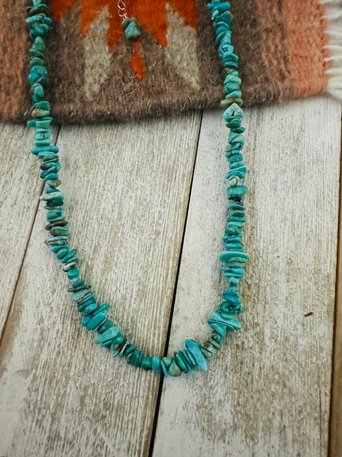 Handcrafted Turquoise & Sterling Silver 16” Beaded Necklace