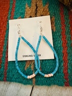 Navajo Turquoise, Shell & Sterling Silver Pearl Beaded Hoop Earrings