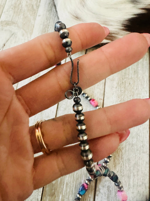 Navajo Sterling Silver & Pink Dream Mojave Beaded Necklace