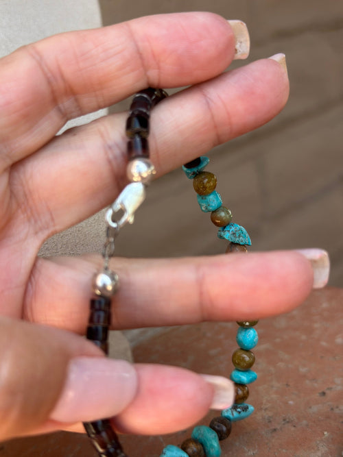 Old Pawn Kingman Turquoise Navajo Beaded Necklace