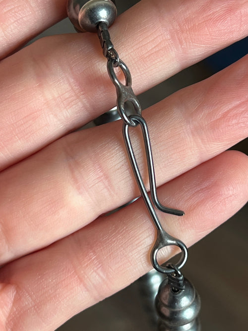 Vinita Cowboy Handcrafted 8 & 10mm Sterling Silver Saucer Pearl Necklace, 21 inches