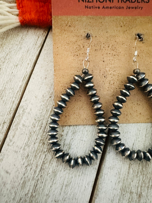 Handcrafted Sterling Silver Pearl Dangle Hoop Earrings