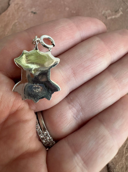 Handmade Sterling Silver & Turquoise Silver Flower Charm