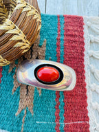 Handcrafted Old Pawn Sterling Silver and Coral Cuff Bracelet