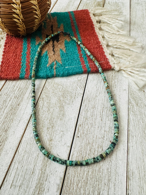 Handcrafted Turquoise & Sterling Silver 18” Beaded Necklace