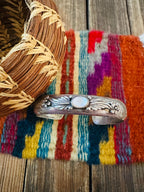 Handcrafted Old Pawn Sterling Silver & Mother of Pearl Cuff Bracelet