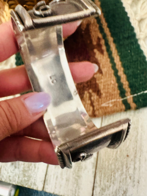 Handcrafted Old Pawn Sterling Silver & Multi Stone Beaded Cuff Bracelet