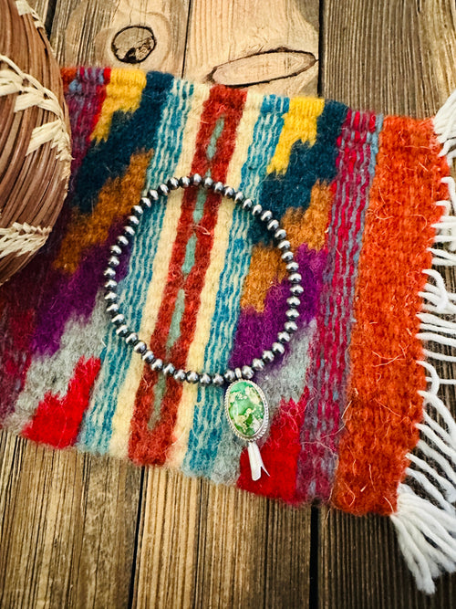 Handcrafted 3mm Sterling Silver Pearl & Turquoise Blossom Stretch Bracelet