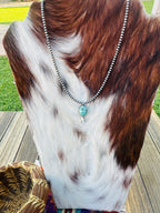 Handcrafted Turquoise & Sterling Silver Beaded Blossom Necklace