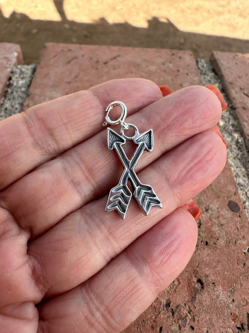 Handcrafted Sterling Silver Double Arrow Charm
