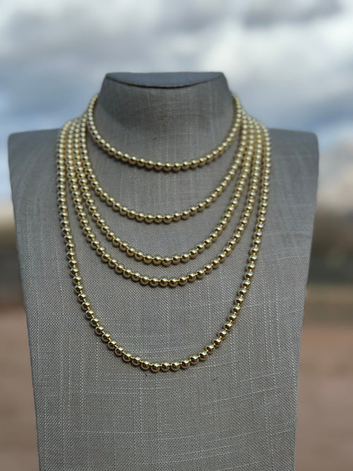 Handcrafted 14kt Gold Overlay & Sterling Silver Beaded 6mm Necklace