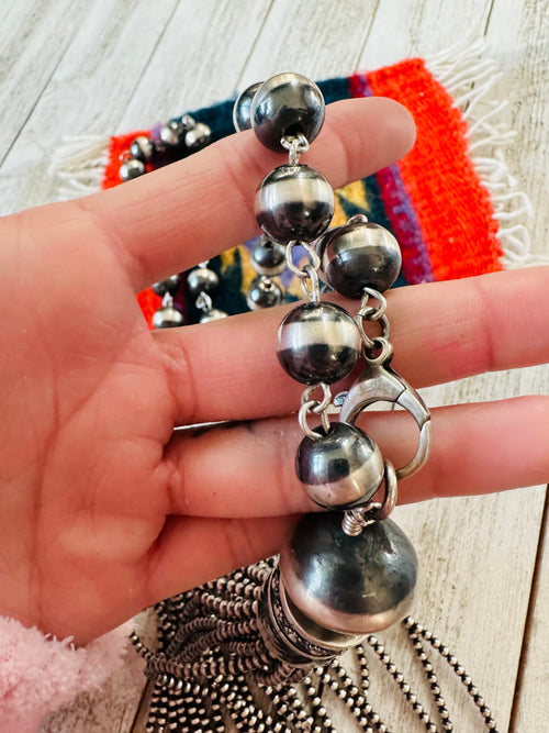 Handcrafted Sterling Silver Beaded Tassel Blossom Necklace