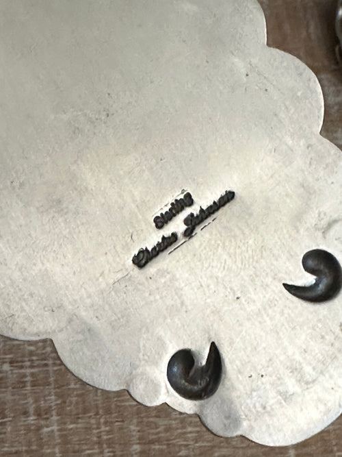 Charles Johnson Navajo Ribbon Turquoise & Sterling Silver Necklace, Bracelet and Ring Set Signed