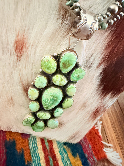 Handcrafted Turquoise & Sterling Silver Cluster Beaded Necklace by Travis Jim
