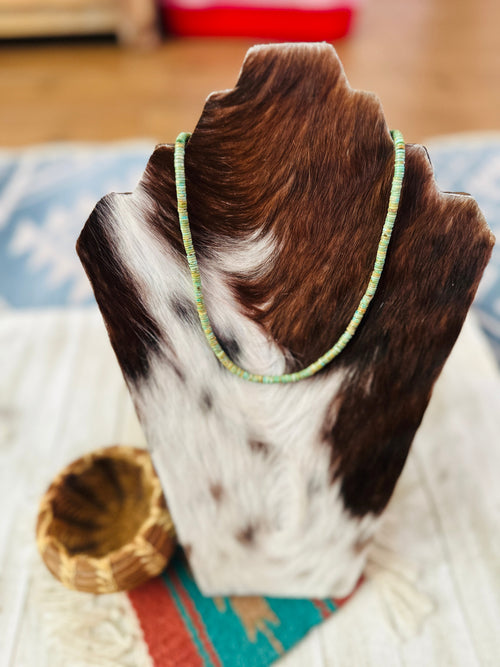 Handcrafted Kingman Turquoise & Sterling Silver Beaded Necklace