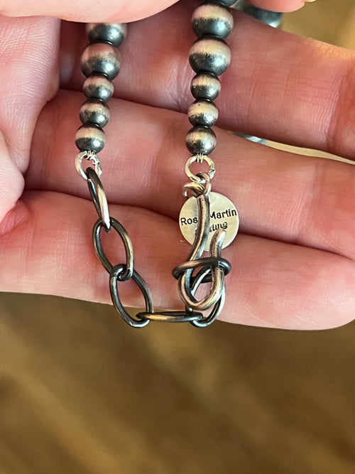 Navajo Sterling Silver and Kingman Turquoise Heart Charm Necklace and Earrings Set by Murphy Platero & Rose Martin