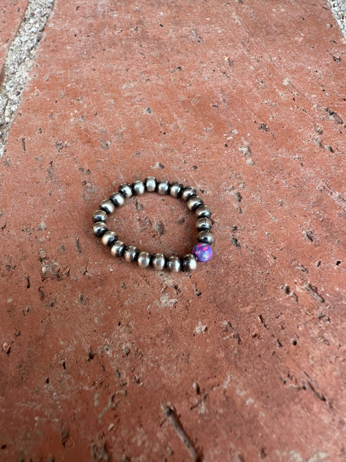 THE VENICE BAND Handmade Sterling Silver Pearl Style Beaded Stretch Ring