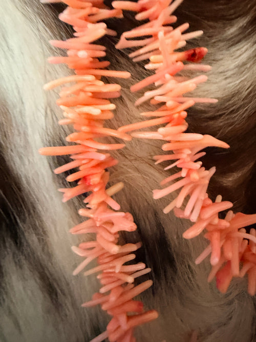 Old Pawn Handmade Dyed Coral Double-Strand Beaded Necklace