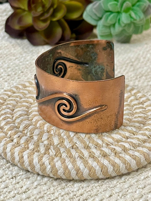 Vintage Handmade Copper Wave Cuff
