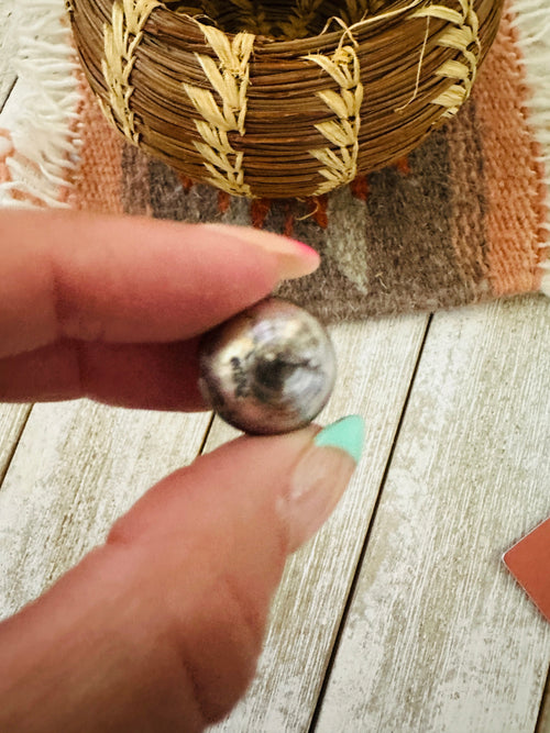 Navajo Sterling Silver Pearl Stud Earrings 16mm