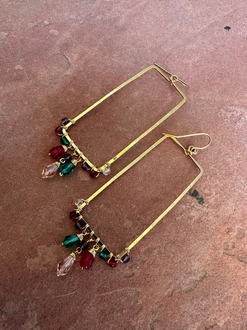 “The Golden Collection” Royality Handmade Gold Plated Multi Colored Beaded Earrings