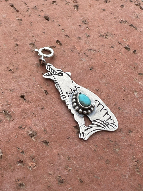 Handmade Sterling Silver Turquoise Coyote Charm