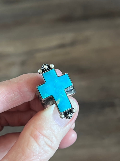 Raymond Coriz Sonoran Mountain Turquoise Cross Ring