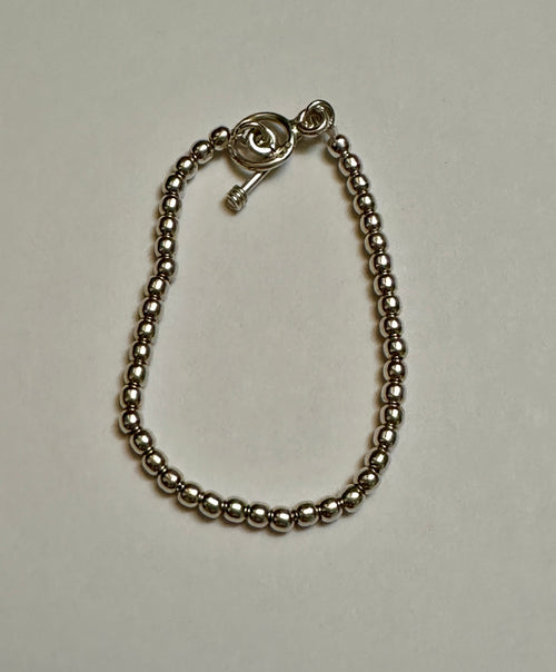 4mm Sterling Beaded Bracelet w/ Toggle