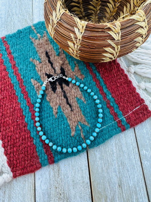 Handcrafted Turquoise & Sterling Silver Beaded Bracelet