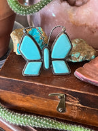 Old Pawn Navajo Sterling Silver and Turquoise Butterfly Ring by Anthony Skeets, Size 9