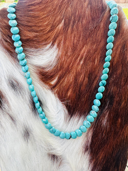 Handcrafted Turquoise & Sterling Silver Beaded 16” Necklace