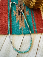 Navajo Turquoise & Sterling Silver Pearl 16” Beaded Necklace