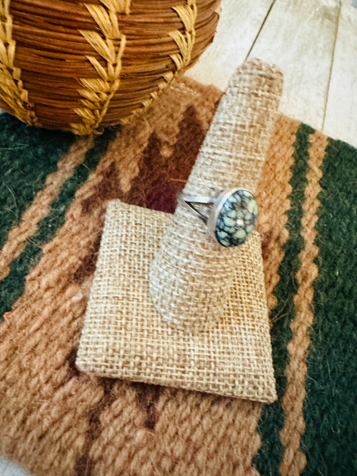 Old Pawn Navajo Sterling Silver & Turquoise Ring Size 8.25